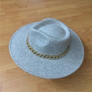 Forever 21 Brushed Curb Chain-Trim Cowboy Hat in Grey/Gold, M/L